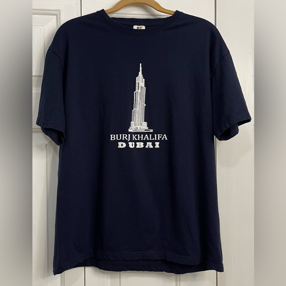Burj Khalifa Dubai Navy Men’s Graphic T Shirt XL Worn